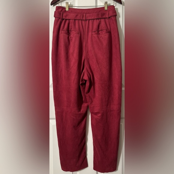 FREE PEOPLE 8 Nightfall Vegan Suede Pants Pomegranate High Waisted Paper Bag Vtg - Picture 15 of 16